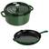 Angle. Staub - Cast Iron 3-pc Cocotte and Fry Pan Set - Majolique Basil.