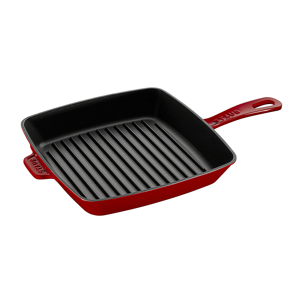 Angle View: Staub - Cast Iron 10-inch Square Grill Pan - Cherry