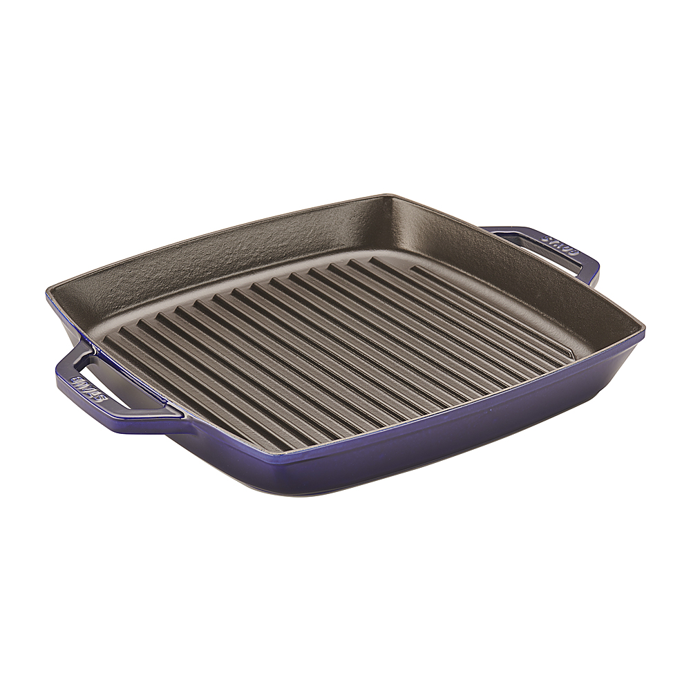Staub France 10 1/4” “Sapphire” Square Enameled Cast Iron Grill Pan
