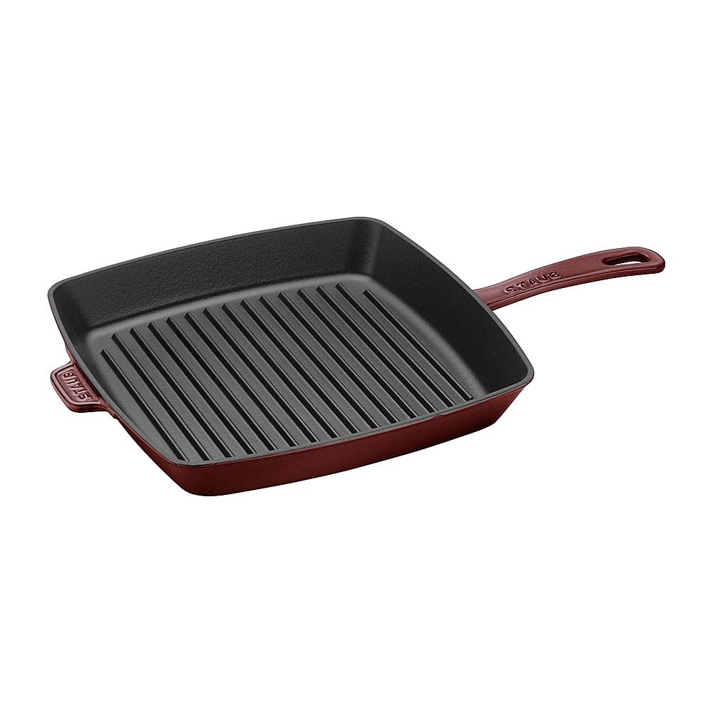 Angle View: Staub - Cast Iron 10-inch Square Grill Pan - Grenadine