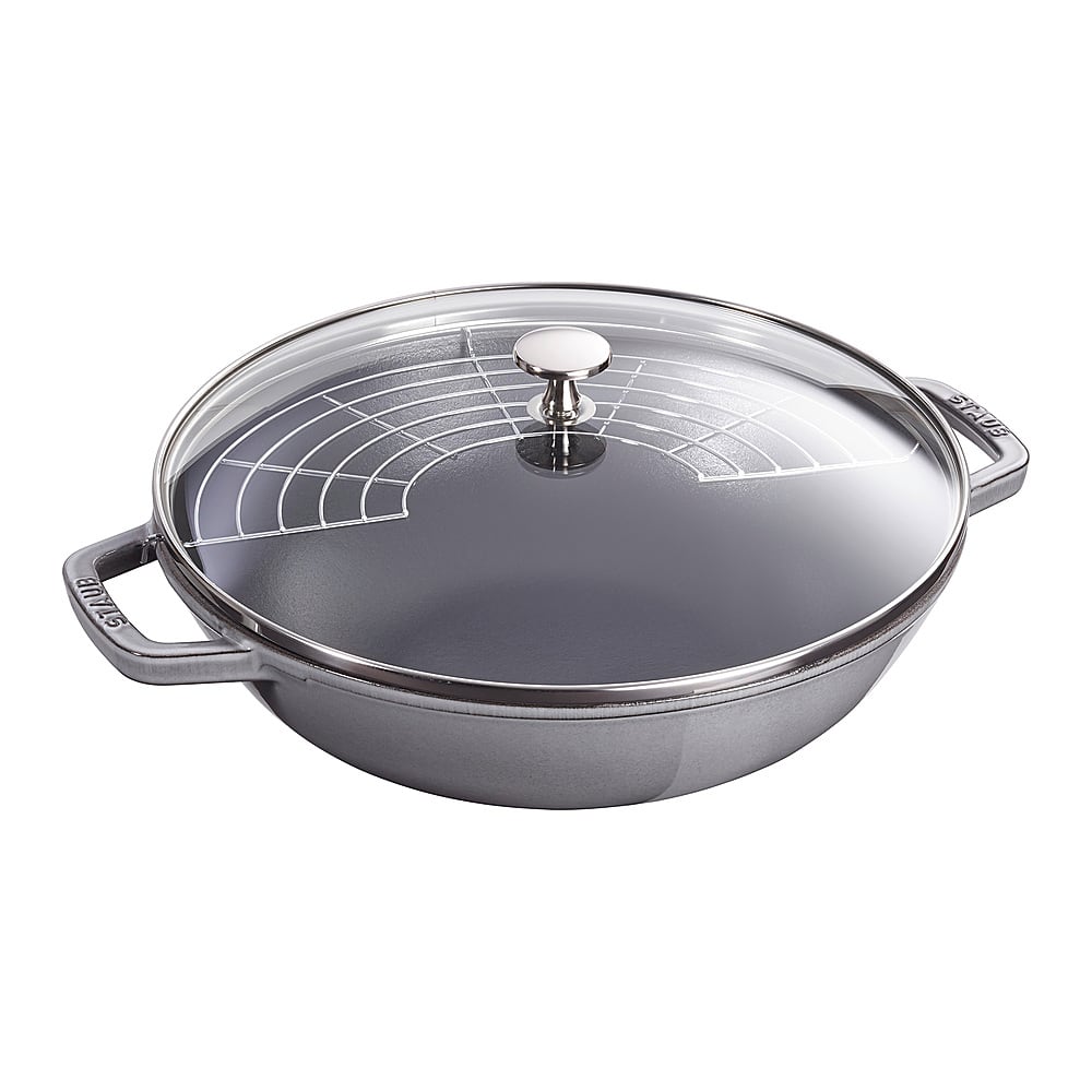 Angle View: Staub - Cast Iron 4.5-qt Perfect Pan - Graphite Grey