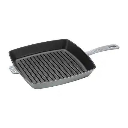 Angle. Staub - Cast Iron 12-inch Square Grill Pan - Graphite Grey.