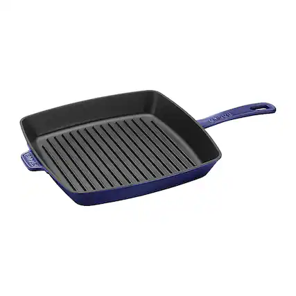 Angle. Staub - Cast Iron 12-inch Square Grill Pan - Dark Blue.