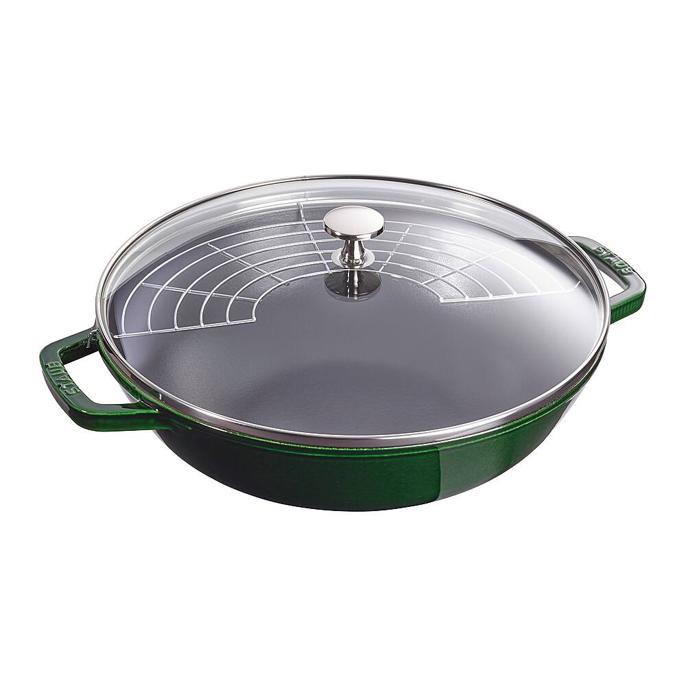 Angle View: Staub - Cast Iron 4.5-qt Perfect Pan - Basil