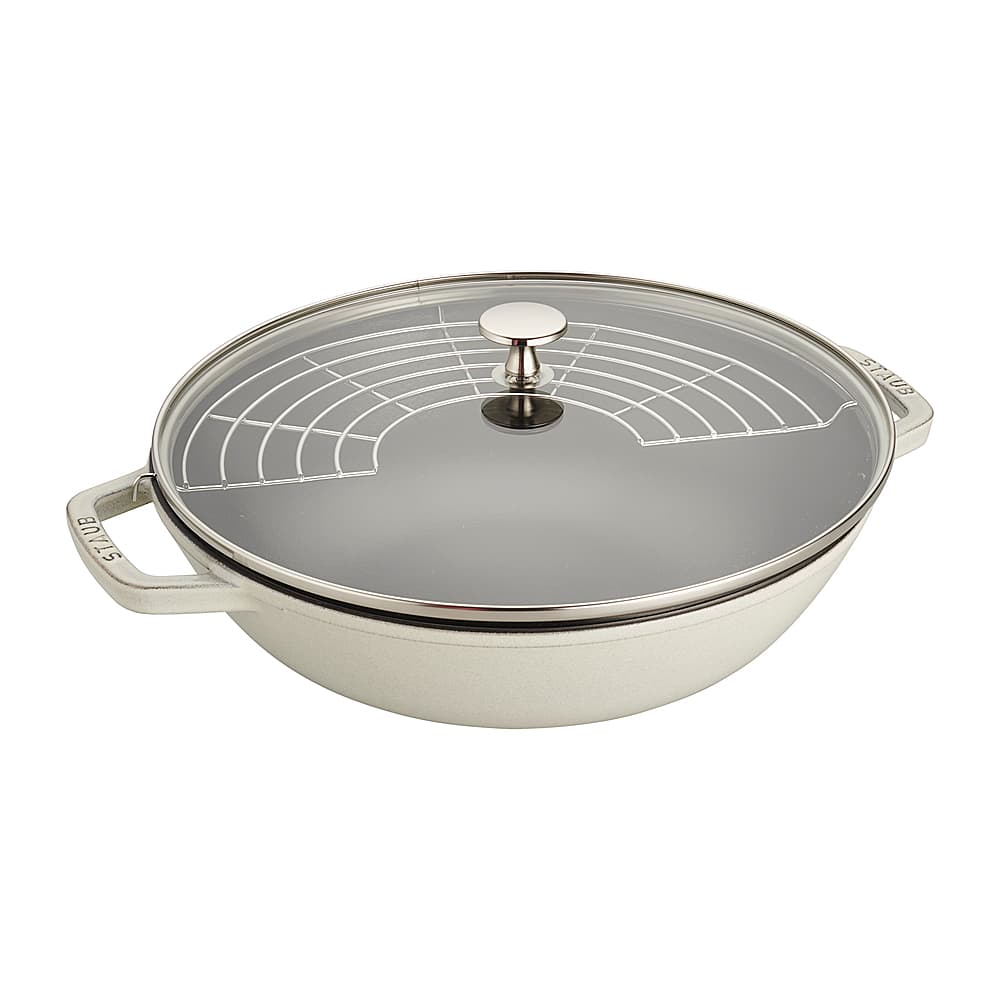 Angle View: Staub - Cast Iron 4.5-qt Perfect Pan - White Truffle