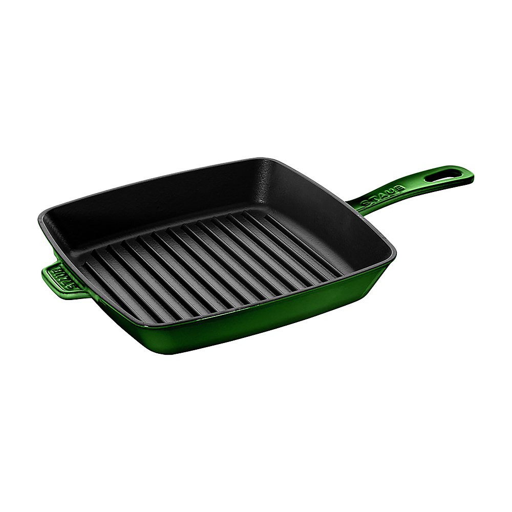 Angle View: Staub - Cast Iron 12-inch Square Grill Pan - Basil