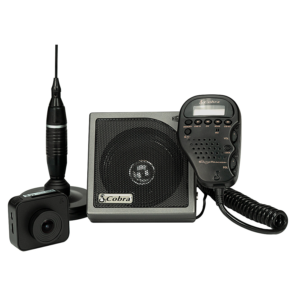 Left View: Cobra - C 75 WX ST/ HG A1500/ DASH 2208/ HG S300 Off-Road CB Radio, Dash Cam and Speaker Bundle