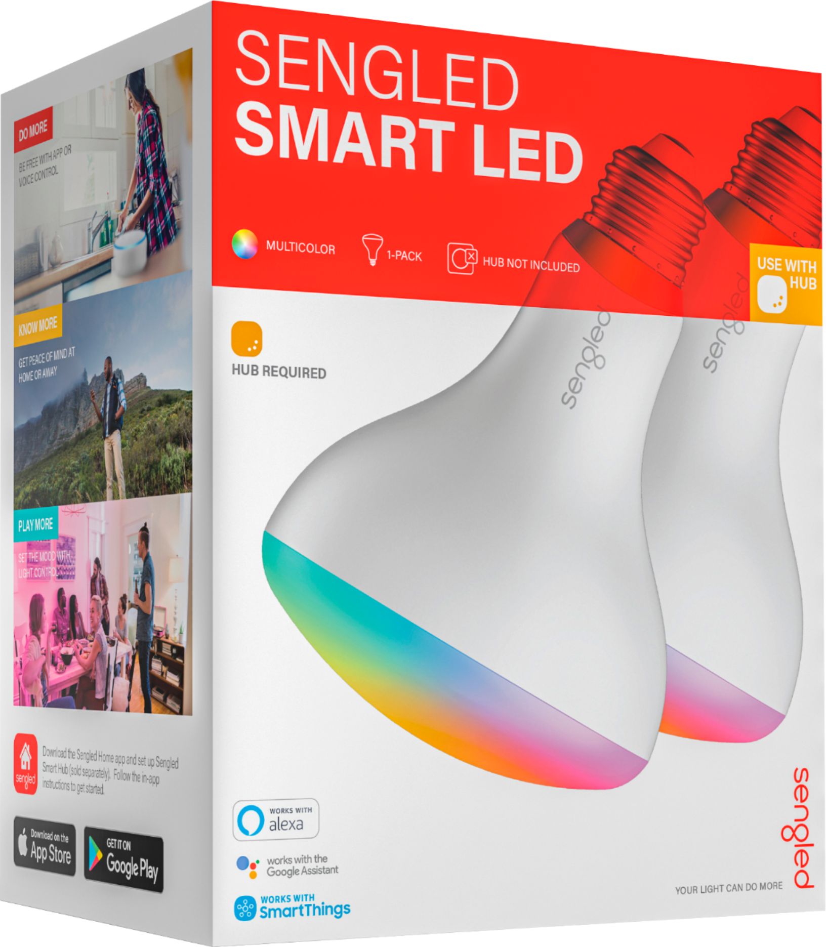 Left View: Sengled - Smart LED BR30 Bulb (2-Pack) - Multicolor