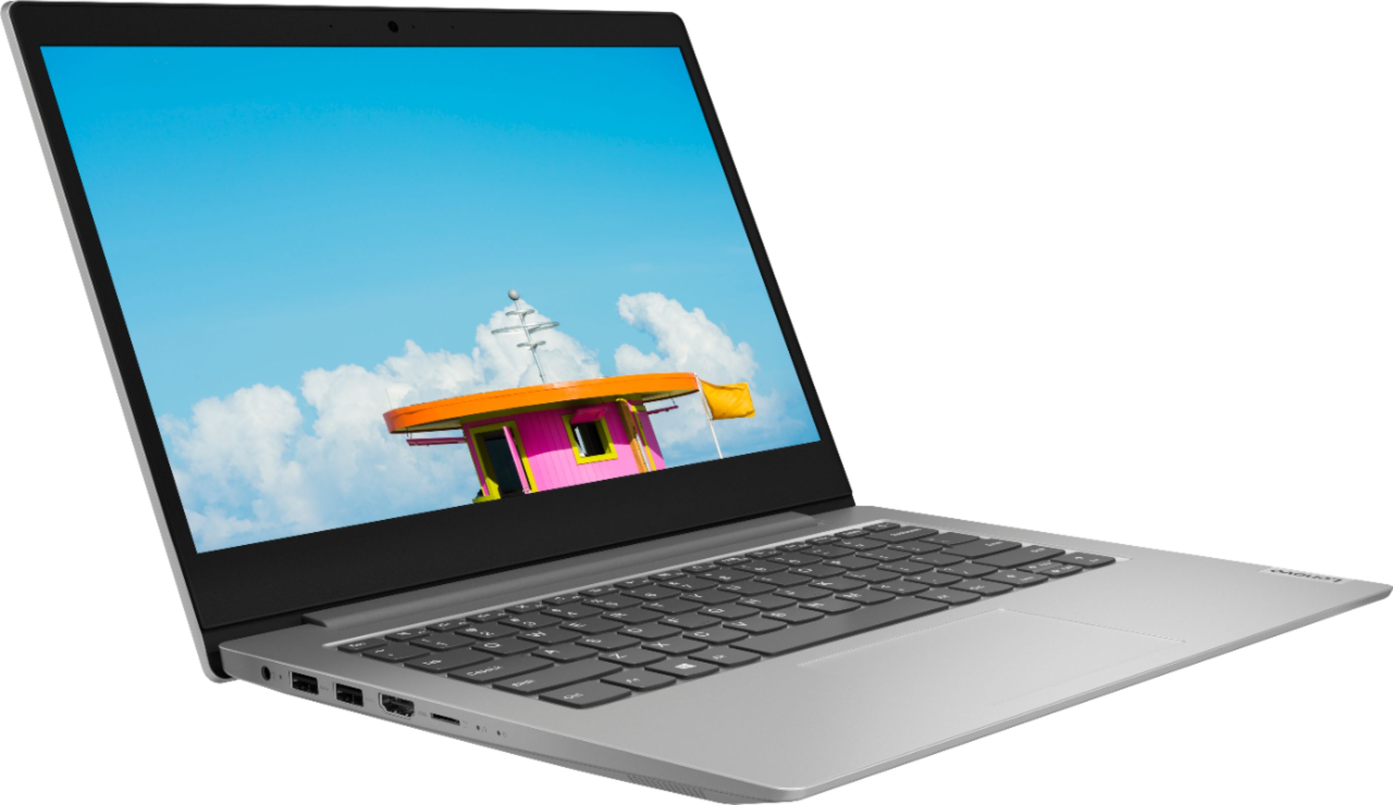 Angle View: Lenovo - Geek Squad Certified Refurbished IdeaPad Slim 14" Laptop - AMD A6-Series - 4GB Memory - 64GB eMMC Flash Memory - Platinum Gray