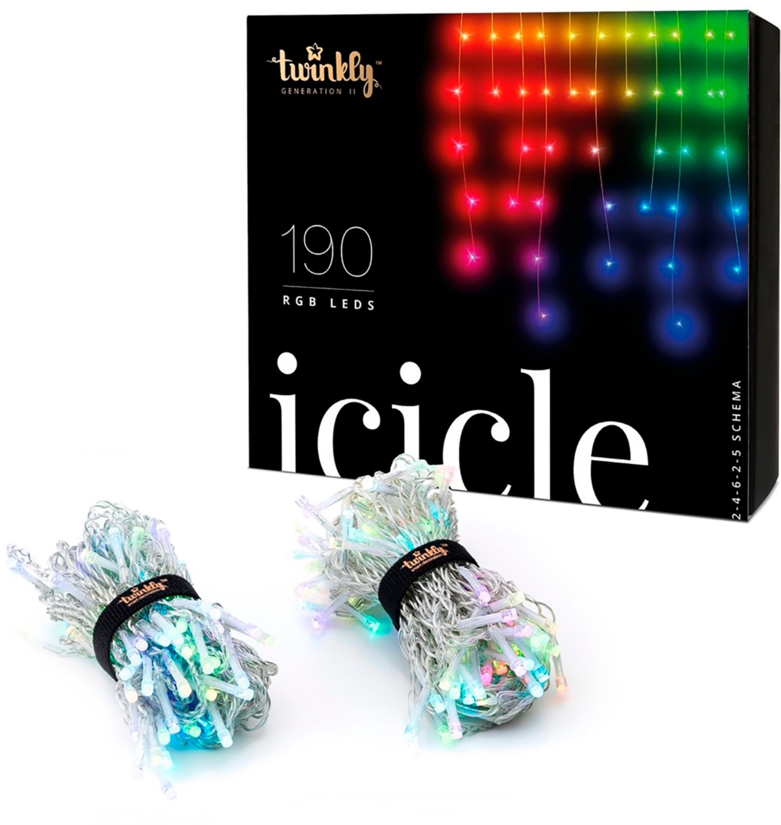 for sale online Twinkly 190 LED RGB 16x2 FT Icicle Lights WiFi Controlled open Box 
