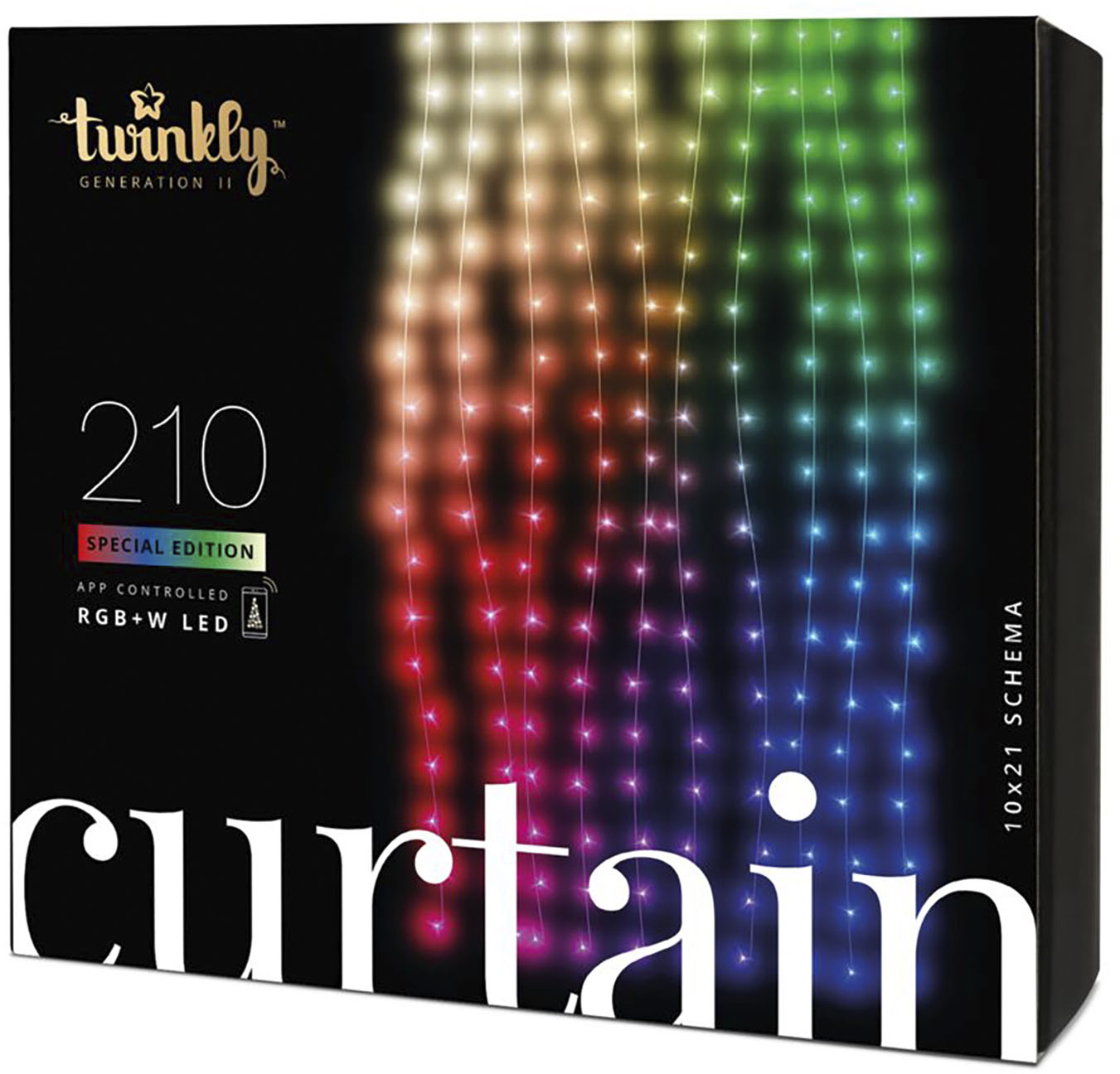TWINKLY PRO® RGB CURTAIN LIGHTS - BLACK WIRE - 10 DROP - Creative Displays