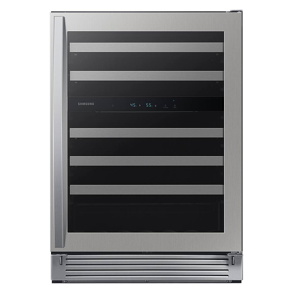 Front. Samsung - 51-Bottle Capacity Wine Cooler - Stainless Steel.