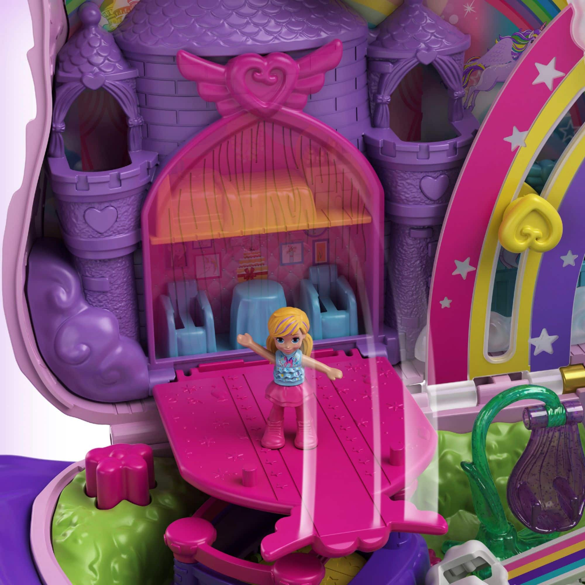 NEW Polly Pocket Unicorn Party Large Compact, Polly & Lila Dolls & 25+  Surprises