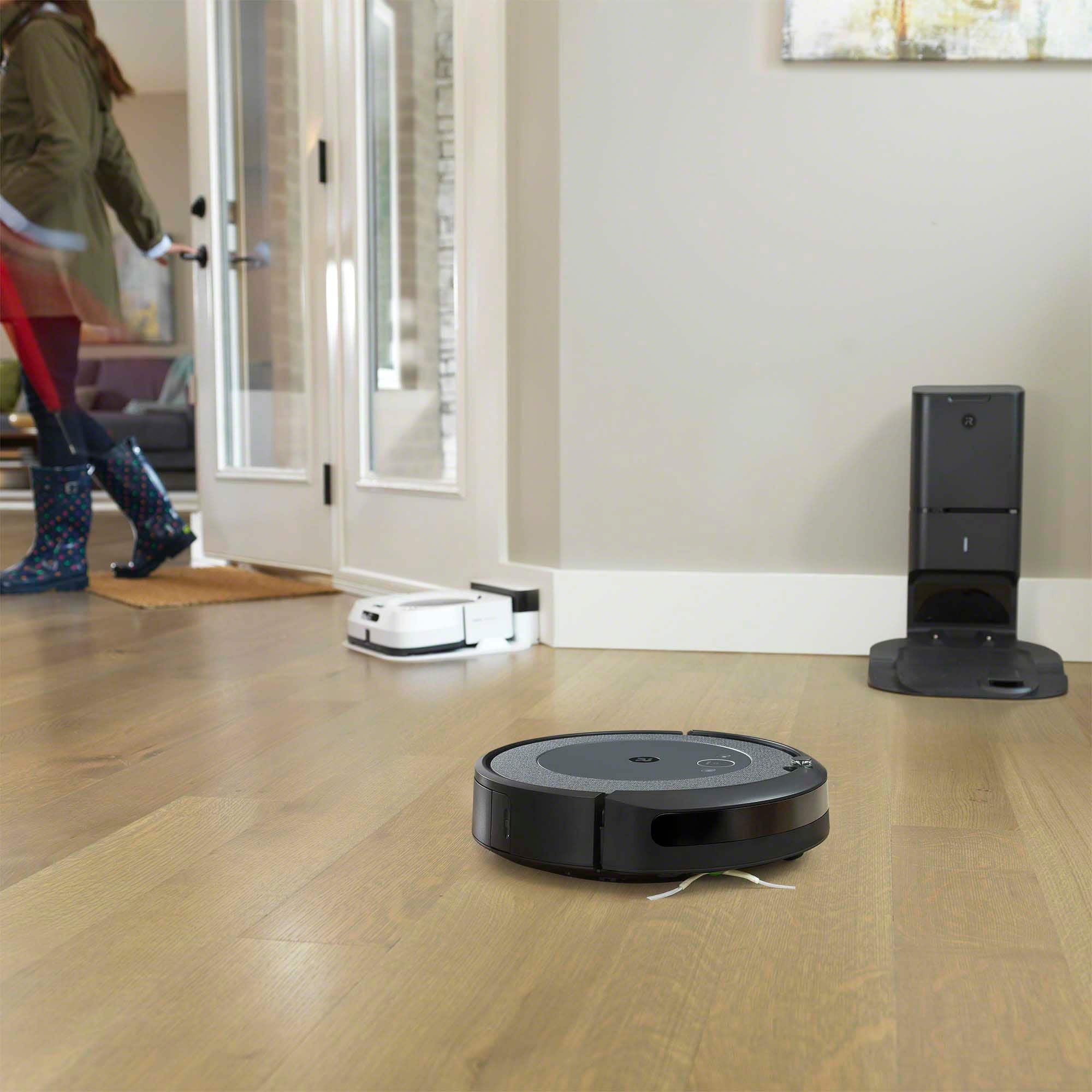 Alt View 21. iRobot - Roomba i3+ EVO (3550) Wi-Fi Connected Self Emptying Robot Vacuum - Neutral.