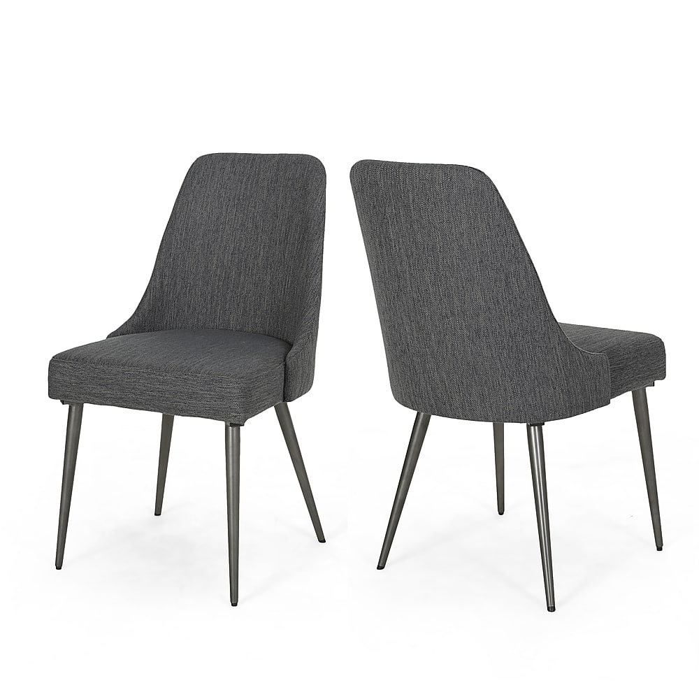 Left View: Noble House - Alnoor Modern Dining Chairs (Set of 2) - Charcoal