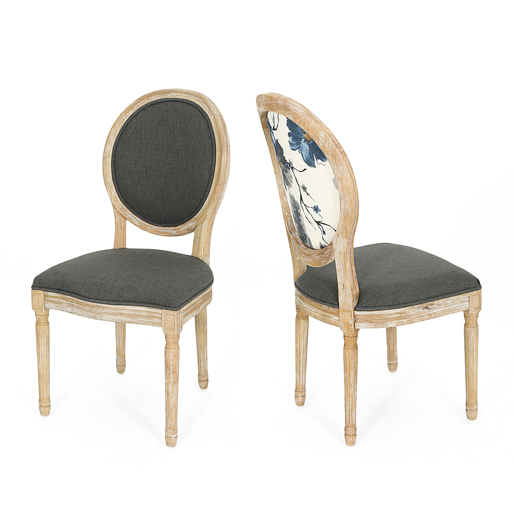 Noble House - Vera Dining Chair (Set of 2) - Floral Print/Dark Gray
