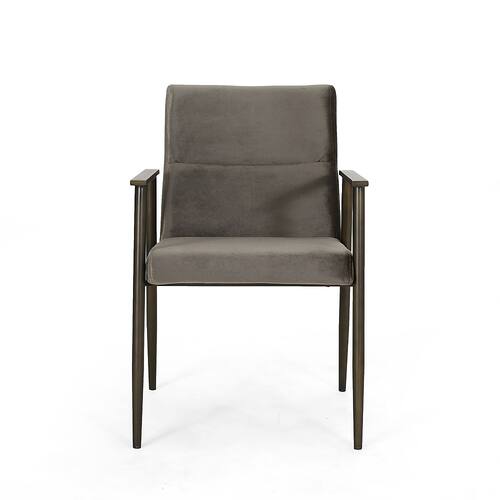 Noble House - Amethist Modern Glam Dining Arm Chair - Gray