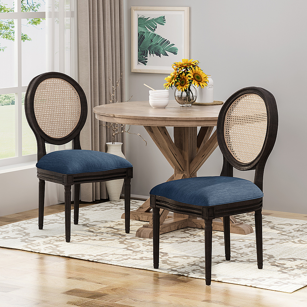 Noble House - Govan Wooden Dining Chair (Set of 2) - Navy Blue