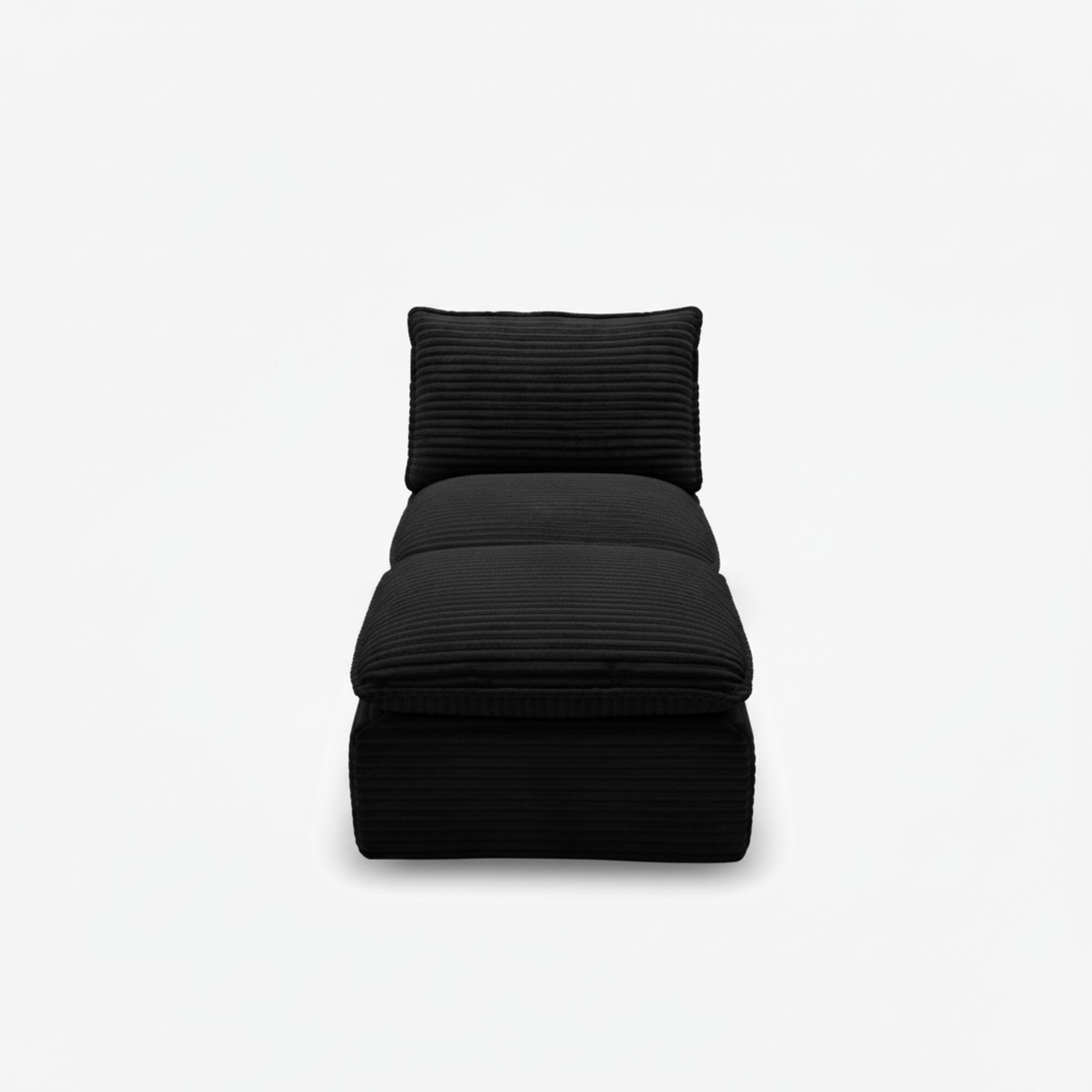 Back. Loheer - Loheer- Modern Corduroy Cloud Sofa 5.8x2.6x2.9 Ft Modular Sectional Couch Comfortable Living Room Apartment Furniture - Black.