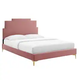 Modway - Lindsey Performance Velvet Twin Platform Bed - Red