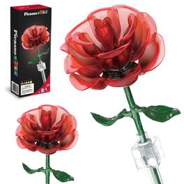 PicassoTiles - Red STEM Roses 45pc Magnetic Flower Building Kit for Kids, STEM Construction Toy, Mother’s Day Gift