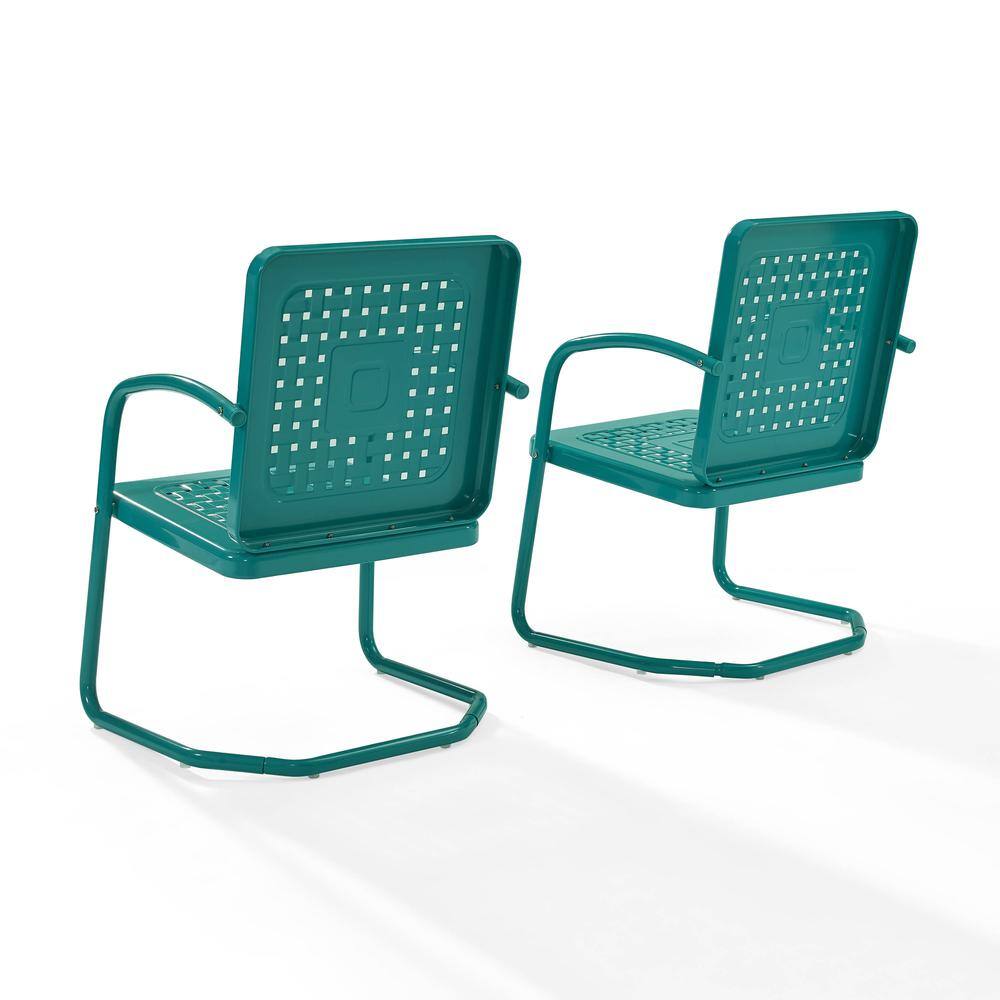 Back. Crosley Furniture - Bates 2Pc Retro Outdoor Chair Set - 2 Armchairs - Turquoise Gloss.