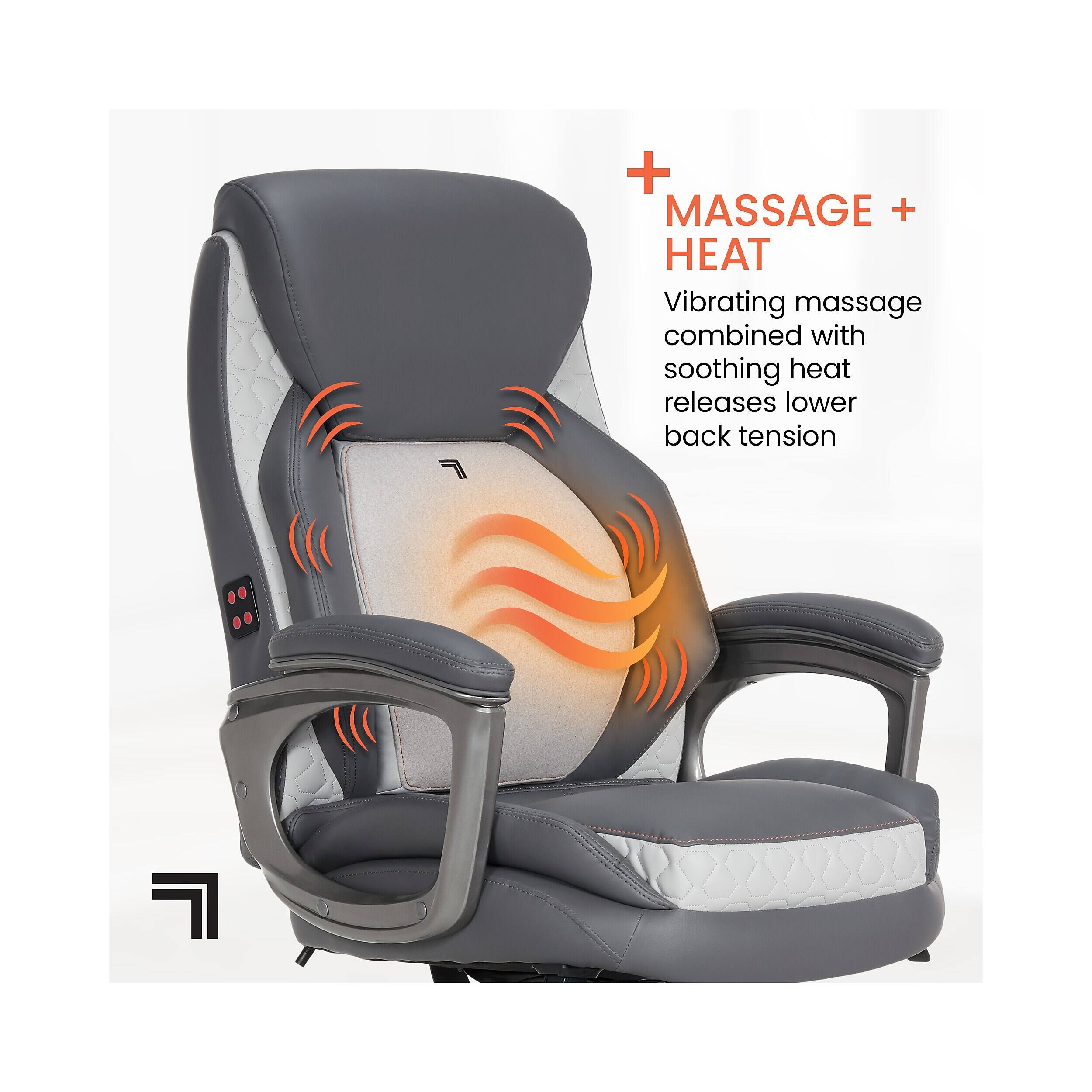 + MASSAGE + HEAT  
Vibrating massage combined with soothing heat releases lower back tension