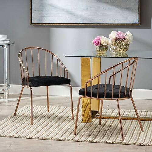 Noble House - Doane Modern Velvet Dining Chair (Set of 2) - Black