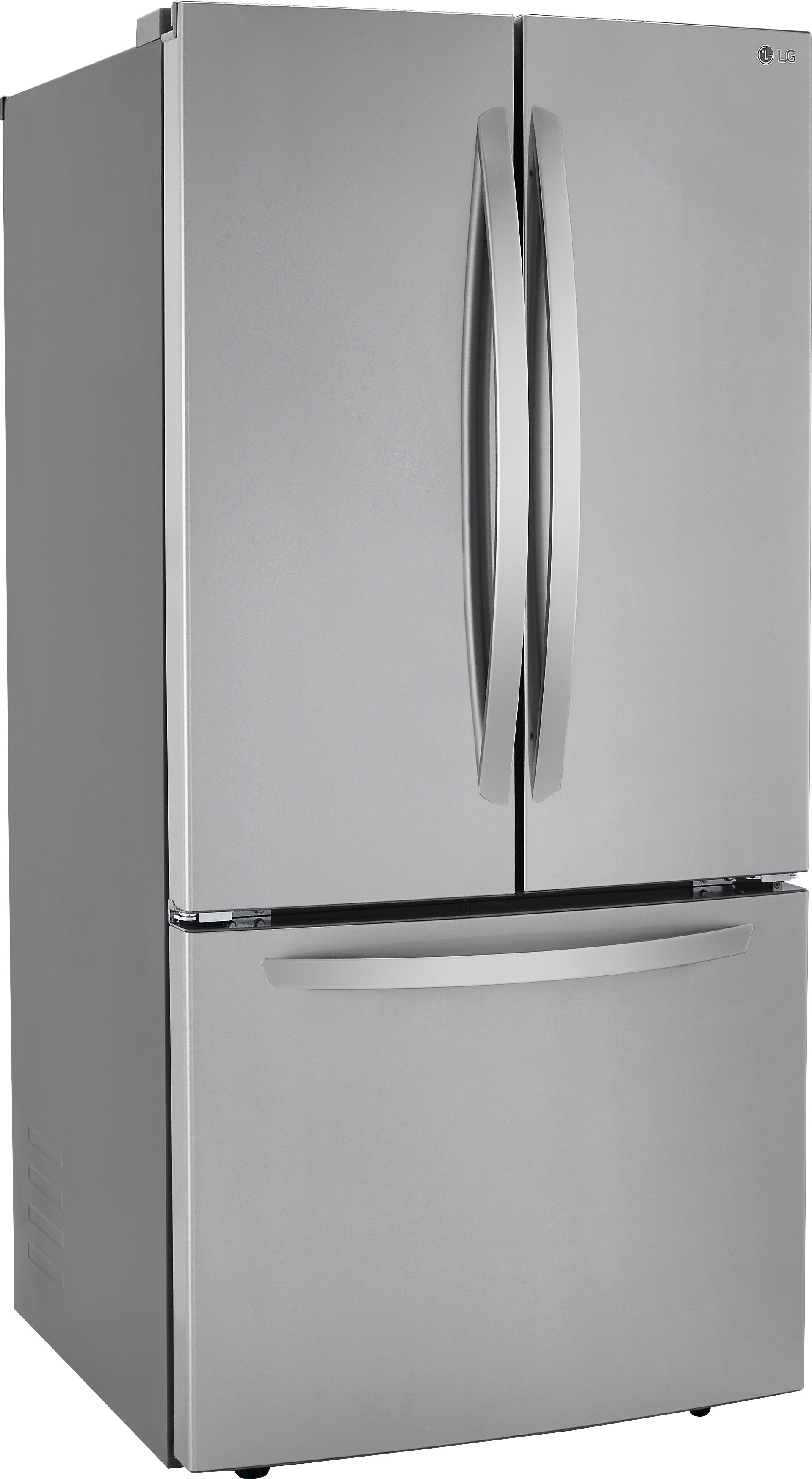 Angle View: LG - 25.1 Cu. Ft. French Door Refrigerator with Ice Maker - Stainless steel