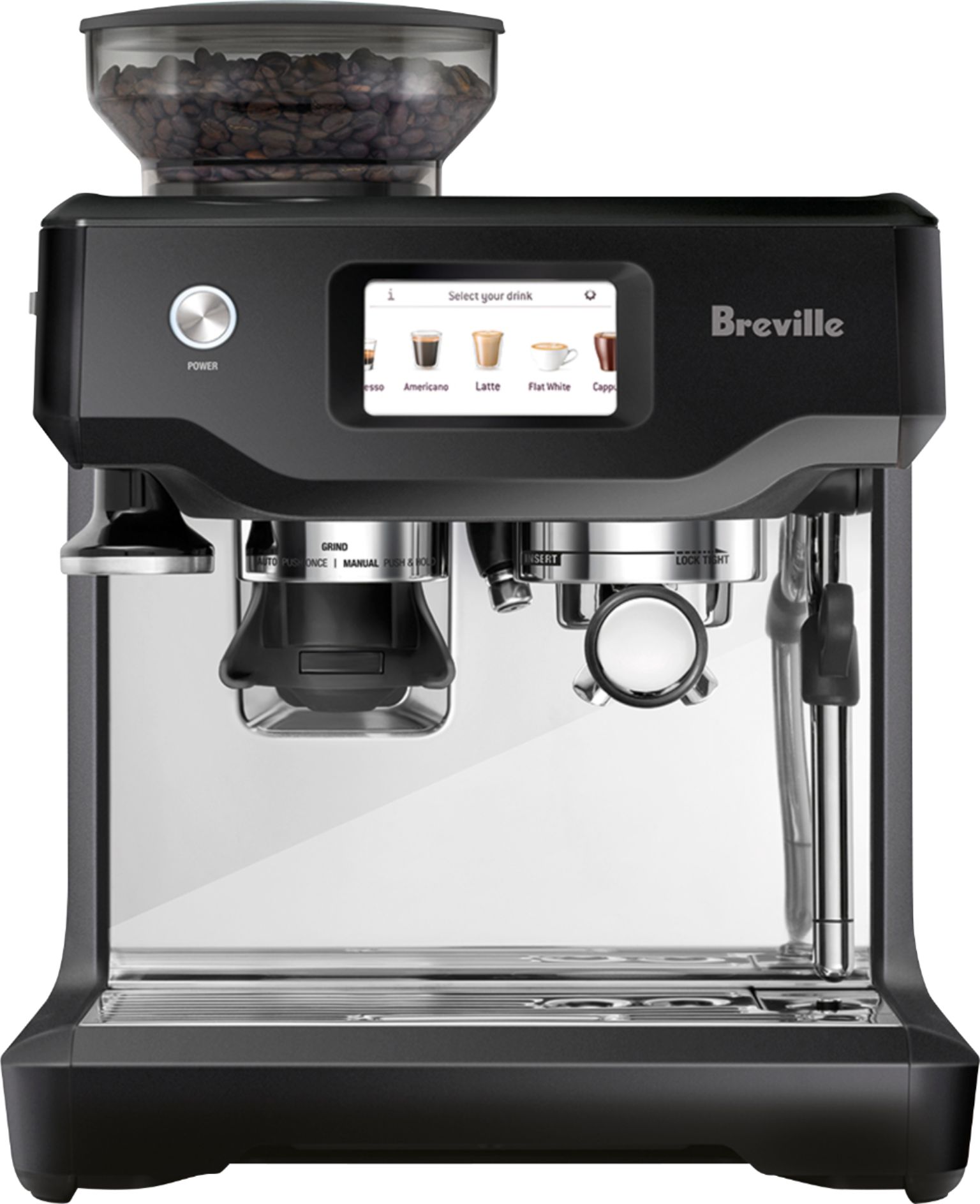 Breville - the Barista Touch Espresso Machine with 15 bars of pressure, Milk Frother and intergrated grinder - Black Truffle