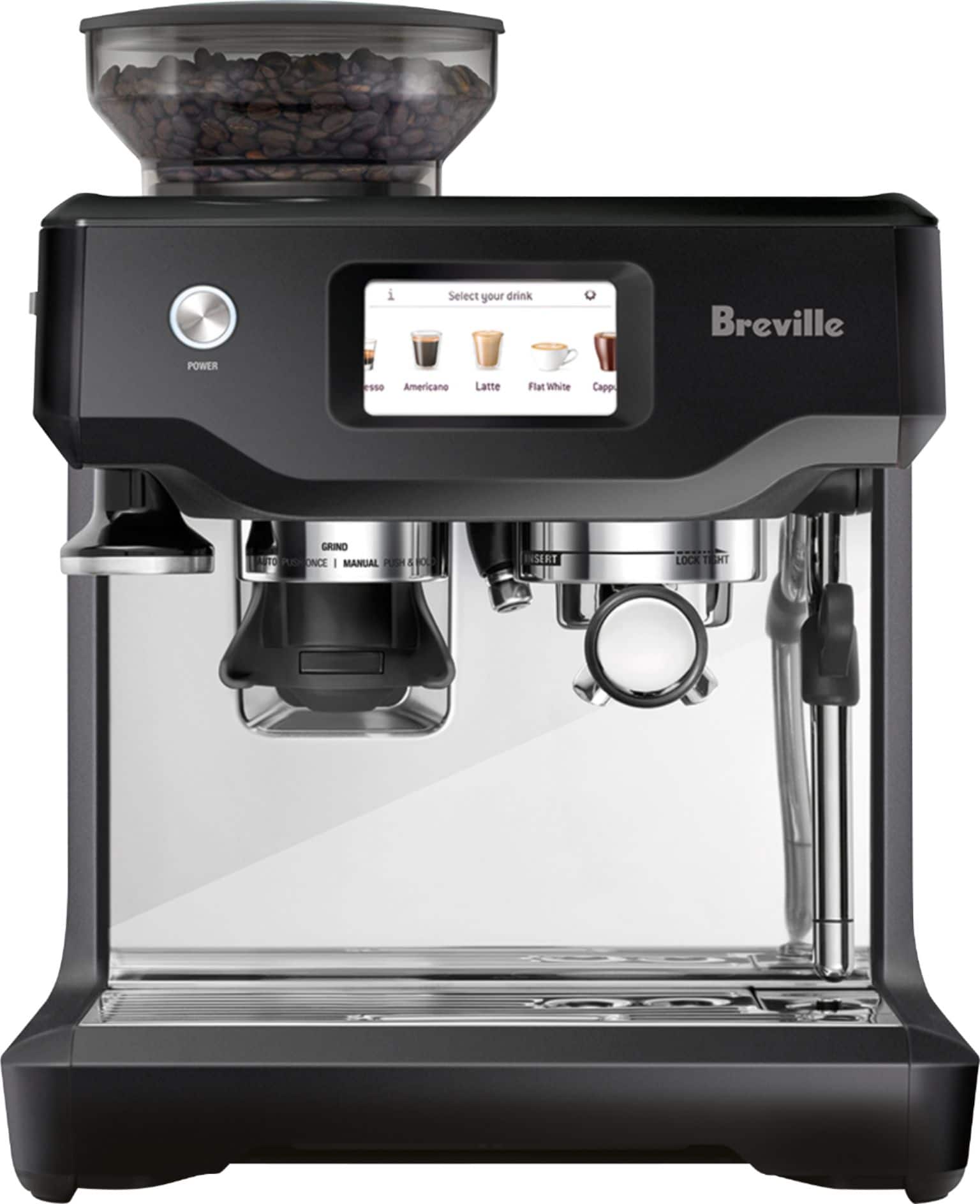 Front. Breville - the Barista Touch Espresso Machine with 15 bars of pressure, Milk Frother and intergrated grinder - Black Truffle.