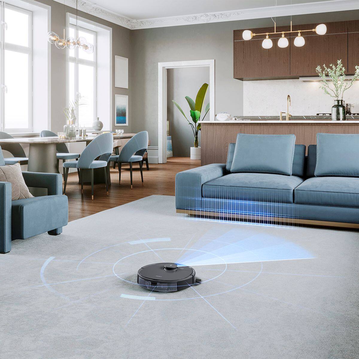 Alt View 14. ECOVACS Robotics - DEEBOT T8+ Vacuum & Mop Robot with Advanced Laser Mapping and 3D Obstacle Detection & Avoidance - Grey.