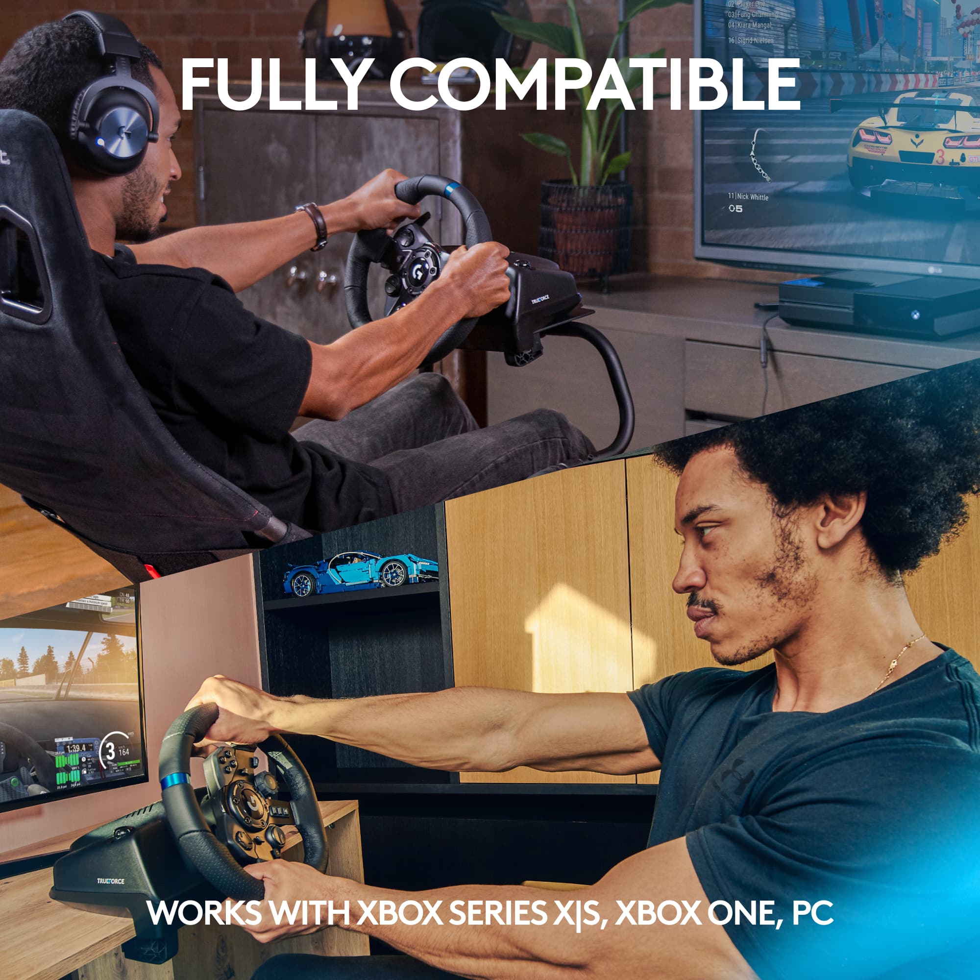 Logitech G Logitech G923 Racing Wheel and Pedals, TRUEFORCE Force Feedback,  Real Leather Driving Force Shifter - Xbox X|S, Xbox One, PC, Mac - Black