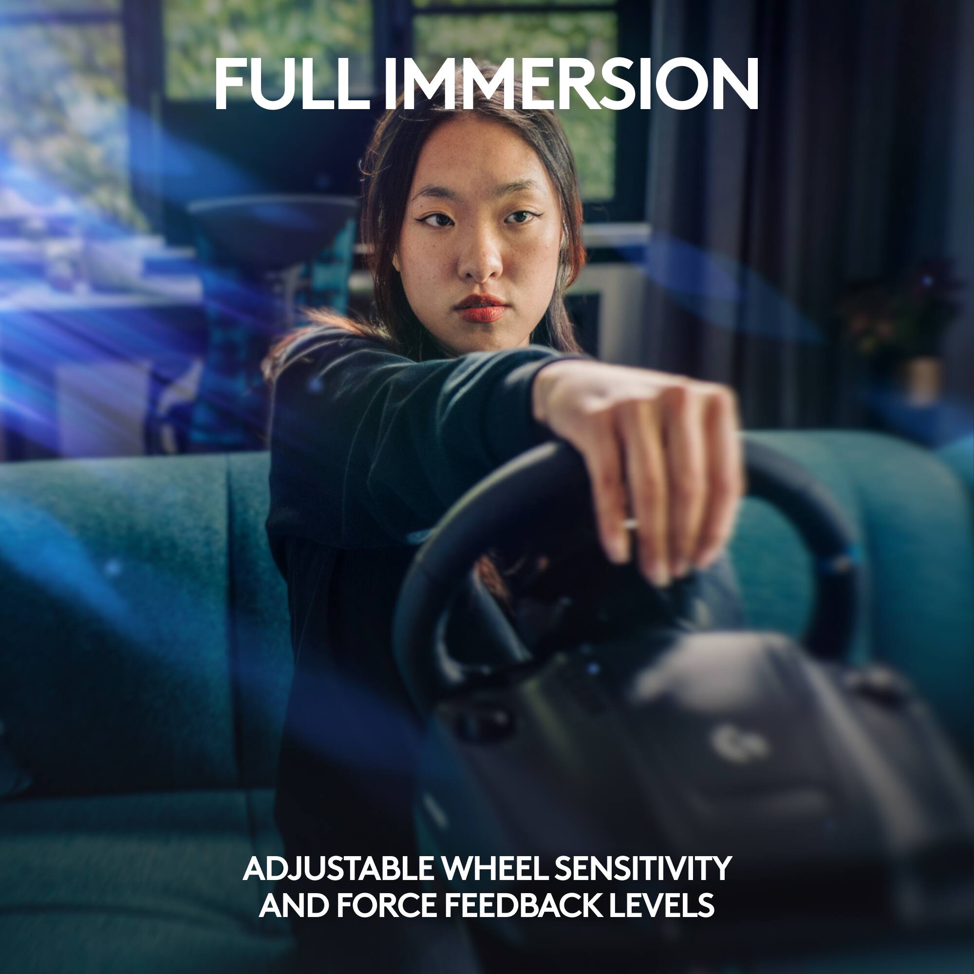 FULL IMMERSION ADJUSTABLE WHEEL SENSITIVITY AND FORCE FEEDBACK LEVELS