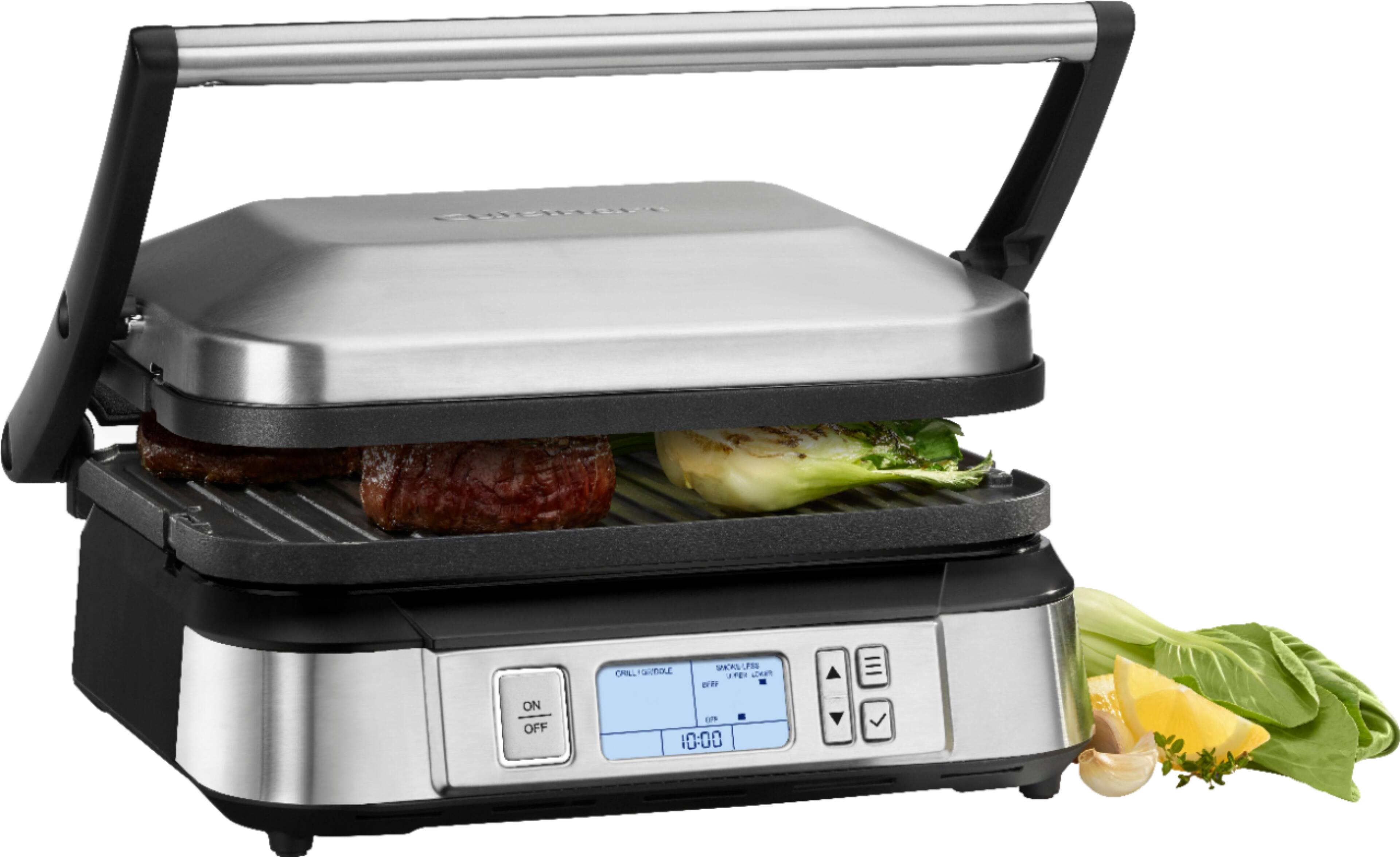 Cuisinart - Countertop Indoor Contact Griddler with Smoke-Less Mode GR-6S - Stainless Steel