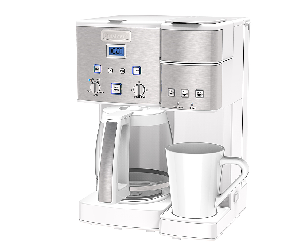  Cuisinart Coffee Maker, 12-Cup Glass Carafe, Automatic Hot & Iced  Coffee Maker, Single Server Brewer, Stainless Steel, SS-16W, White: Home &  Kitchen