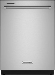 KitchenAid - 24" Top Control Built-In Dishwasher with Stainless Steel Tub, PrintShield Finish, 3rd Rack, 39 dBA - Stainless steel - Front_Zoom