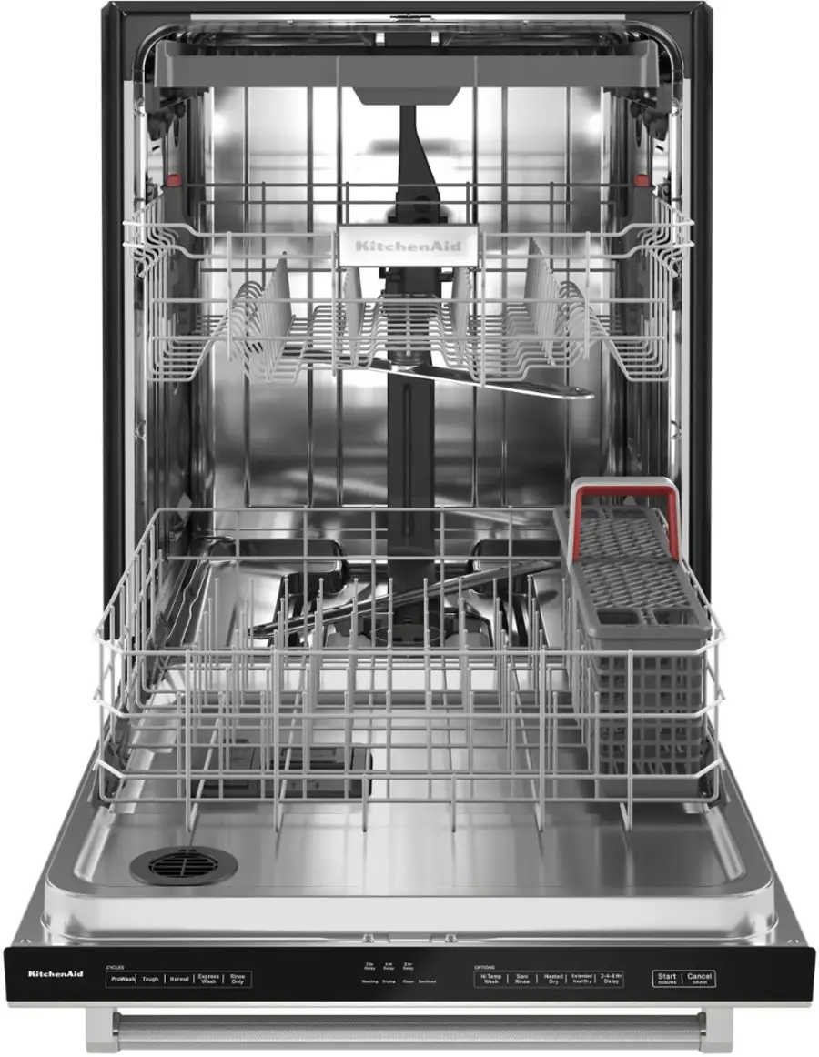 Alt View 12. KitchenAid - 24" Top Control Built-In Dishwasher with Stainless Steel Tub, PrintShield Finish, 3rd Rack, 39 dBA - Stainless Steel.