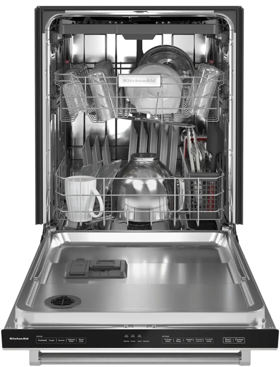Alt View 16. KitchenAid - 24" Top Control Built-In Dishwasher with Stainless Steel Tub, PrintShield Finish, 3rd Rack, 39 dBA - Stainless Steel.