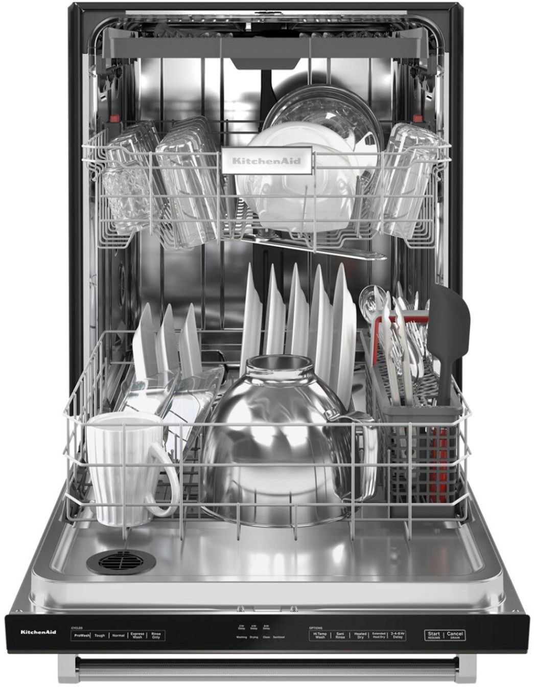 Alt View 13. KitchenAid - 24" Top Control Built-In Dishwasher with Stainless Steel Tub, PrintShield Finish, 3rd Rack, 39 dBA - Black Stainless Steel.