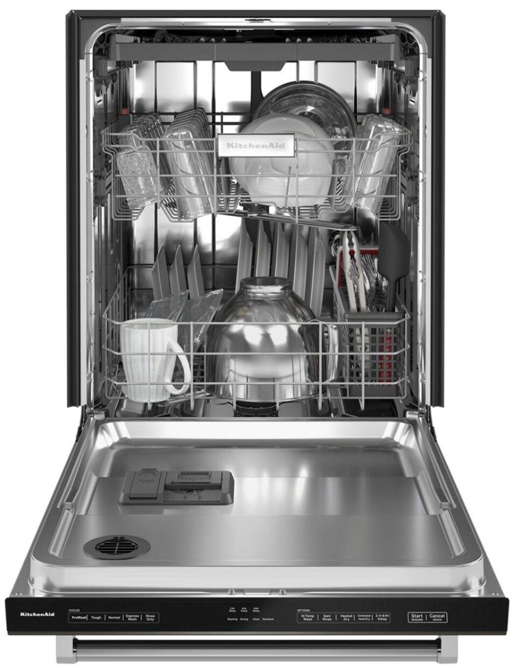 Alt View 16. KitchenAid - 24" Top Control Built-In Dishwasher with Stainless Steel Tub, PrintShield Finish, 3rd Rack, 39 dBA - Black Stainless Steel.