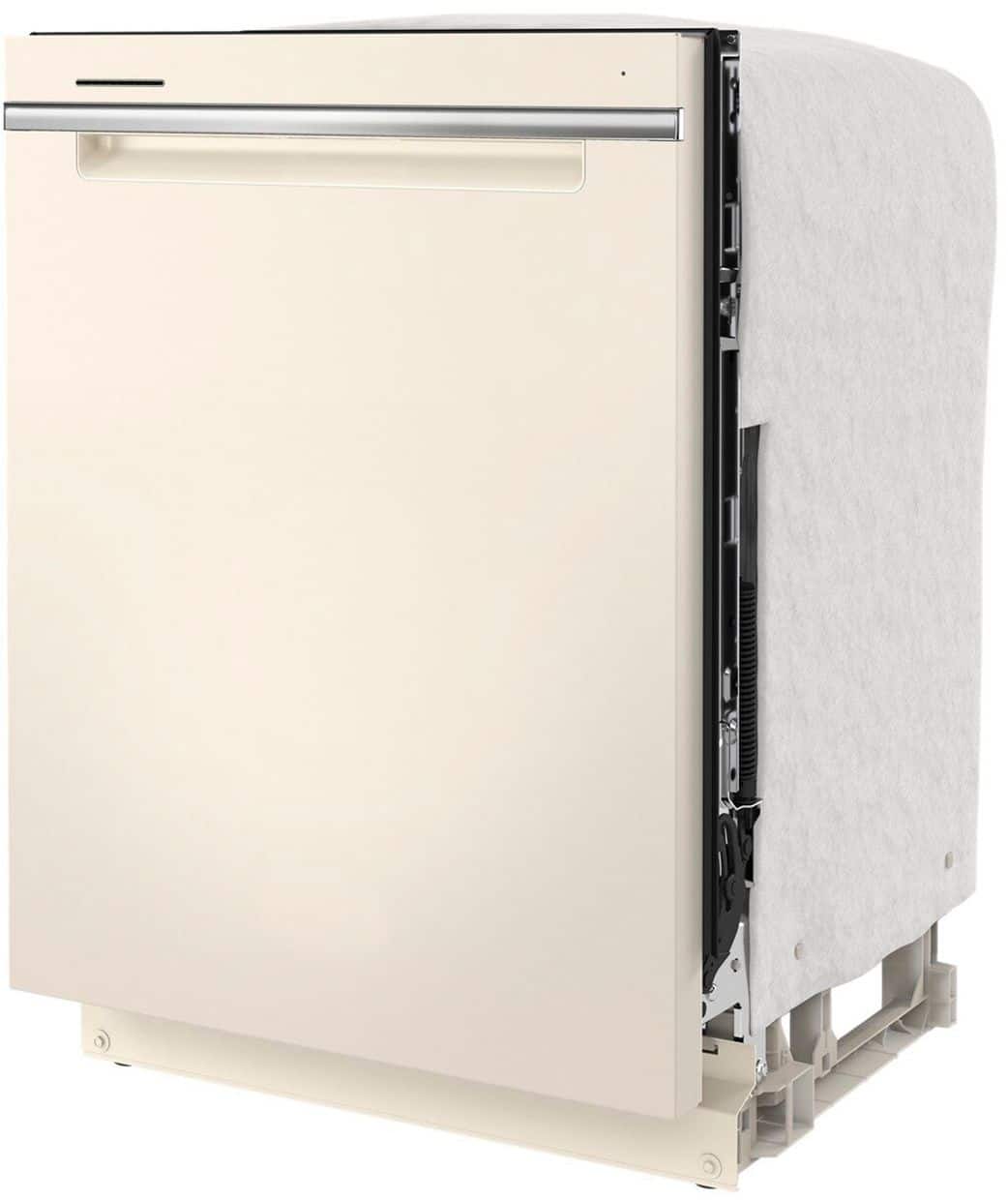 Angle. Whirlpool - 24" Top Control Built-In Dishwasher with Stainless Steel Tub, Large Capacity, 3rd Rack, 47 dBA - Biscuit.