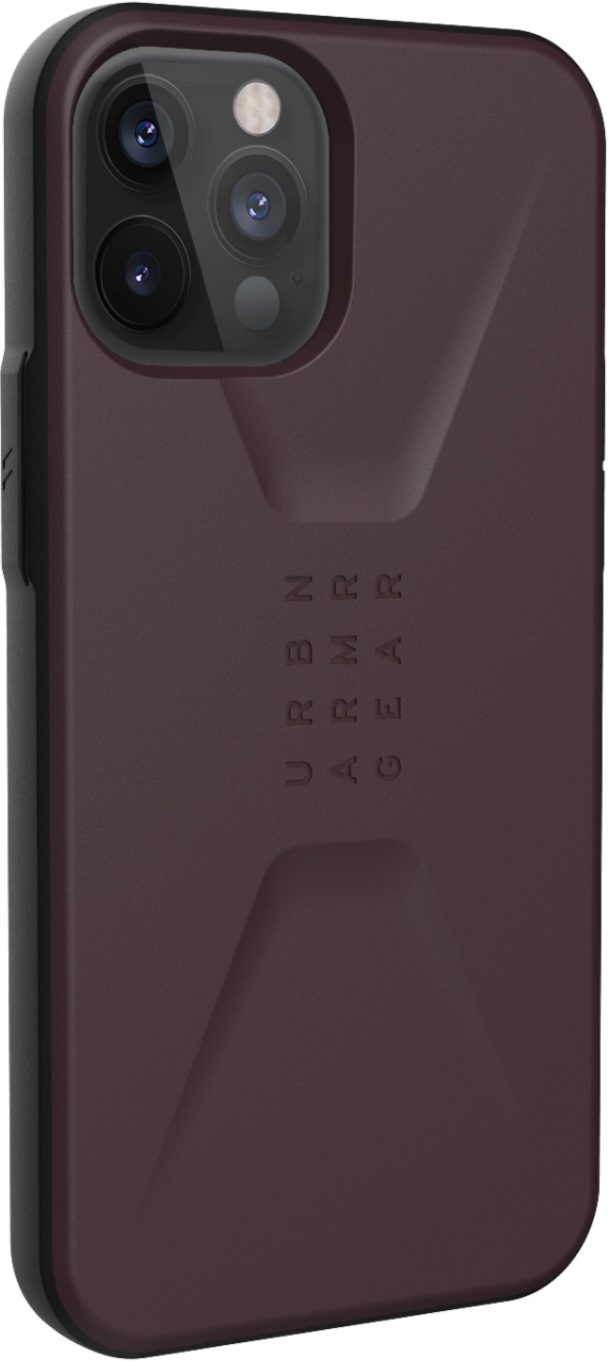 Left View: UAG - Civilian Series Hard shell Case for iPhone 12 Pro Max - Eggplant