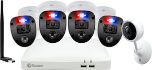 Swann - Enforcer 8-Channel, 4-Camera Indoor/Outdoor Wired 1080p 1TB DVR Surveillance System with Wifi Tracking Camera/Antenna - White - Front_Zoom