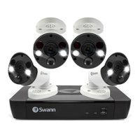 Swann - 8 Channel 2TB NVR, 4 x 4K PoE Cameras, w/Dual LED Spotlights, Color Night Vision & Free Face Detection - Black/White - Front_Zoom