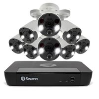 Swann - 8 Channel 2TB NVR, 8 x 4K PoE Cameras, w/Dual LED Spotlights, Color Night Vision & Free Face Detection - White - Front_Zoom