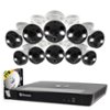 Swann - 16 Channel 2TB NVR, 10 x 4K PoE Cameras, w/Dual LED Spotlights, Color Night Vision & Free Face Detection - White