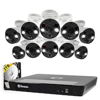 Swann - 16 Channel 2TB NVR, 10 x 4K PoE Cameras, w/Dual LED Spotlights, Color Night Vision & Free Face Detection - White - Front_Zoom