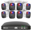 Swann - Enforcer 8-Channel, 8-Camera Indoor/Outdoor Wired 4K UHD 2TB DVR Security Camera Surveillance System - White - White