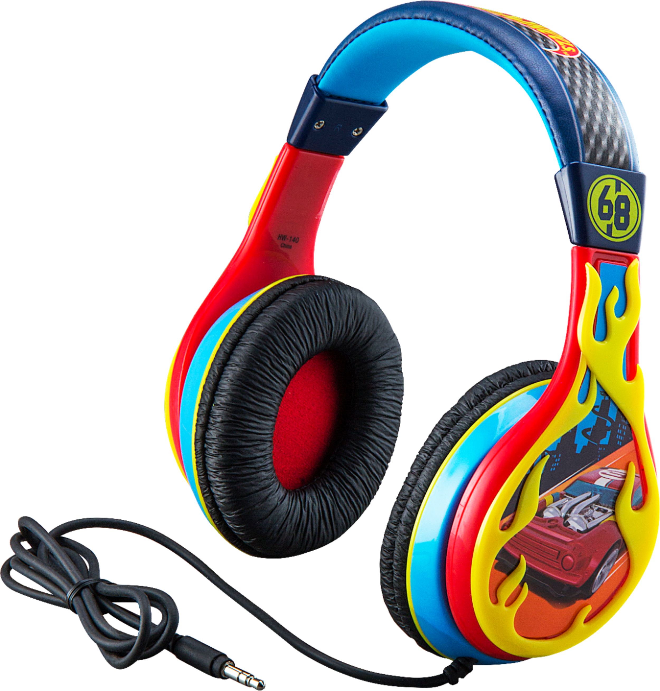 Angle View: eKids Hot Wheels Wired Over the Ear Headphones - yellow